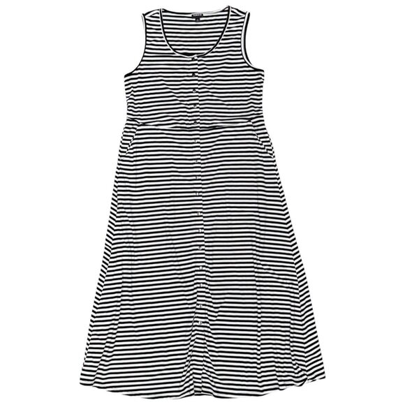 Women's TORRID Black and White Stripe Maxi Dress Pockets- Size 0/Large/12 - Picture 3 of 11